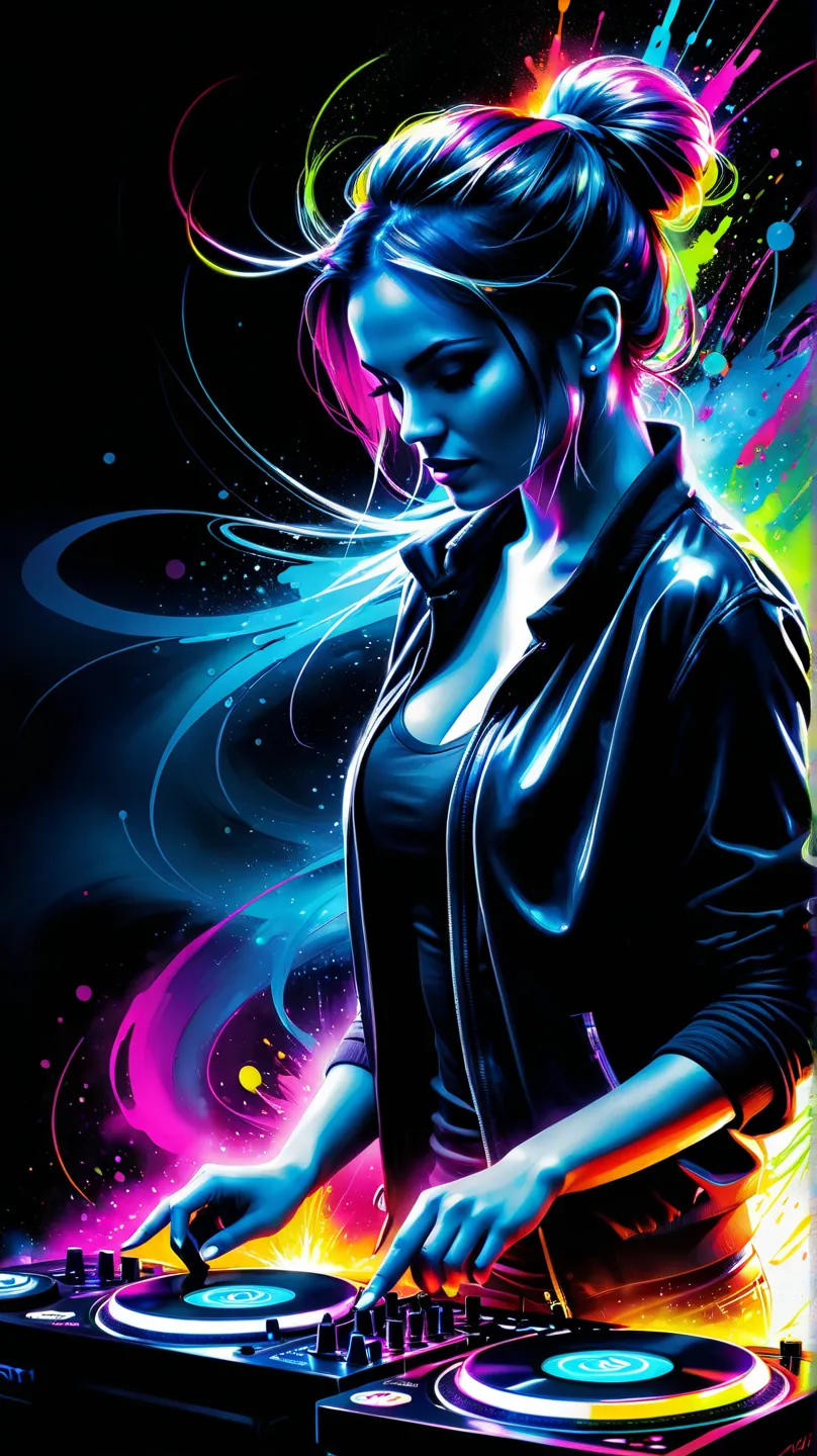 Digital art, 
dj, neon, splash, concept art, dinamic light, neon streams of light, masterpiece, style by Patrice Murciano
RTX, 4k, Gabriele Dell'otto, AI Midjourney, bright saturated colors, watercolor, oil paints, HDR, 500px, 4k