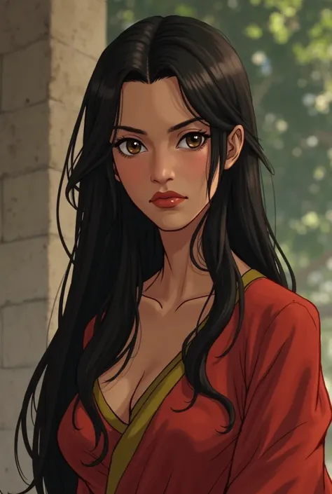 Rayas mother Raya and the Last Dragon has brown eyes, long black hair, and prominent cheekbones. She has a slender, slightly muscular build and is of average height. She's also wearing a Malaysian outfit