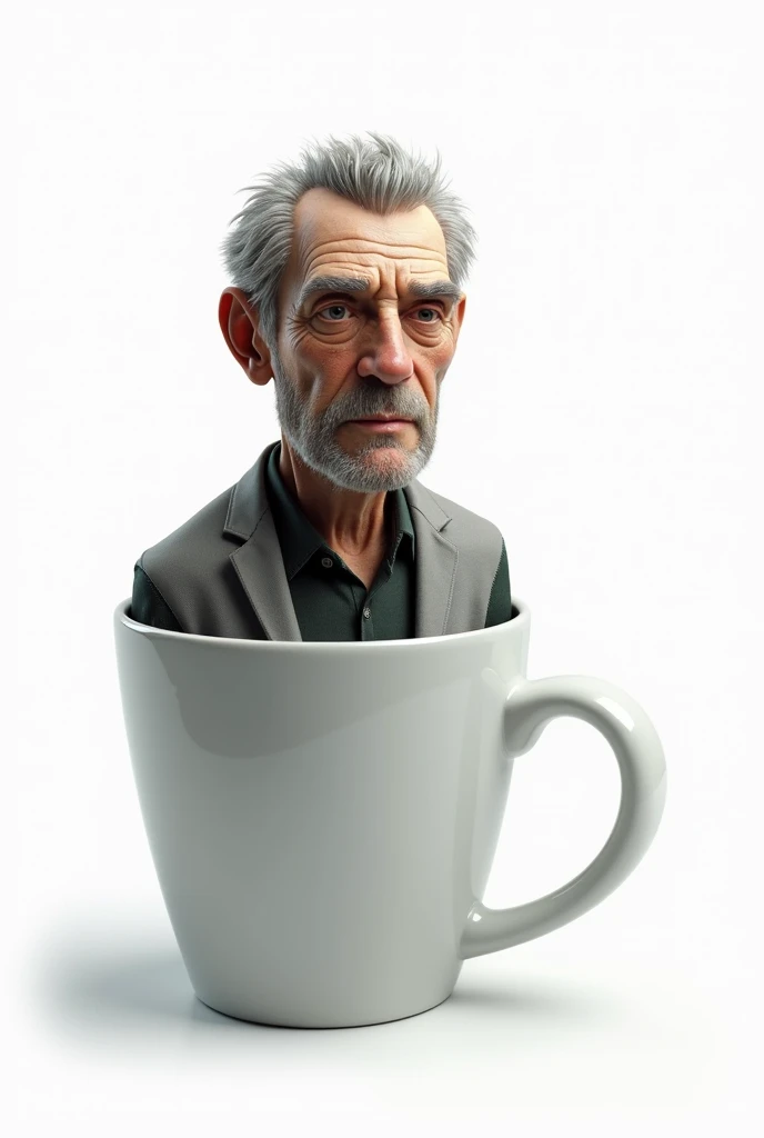 CREATE AN AUTARK: technical developer,  approximately 50 years old , in a mug on a white background