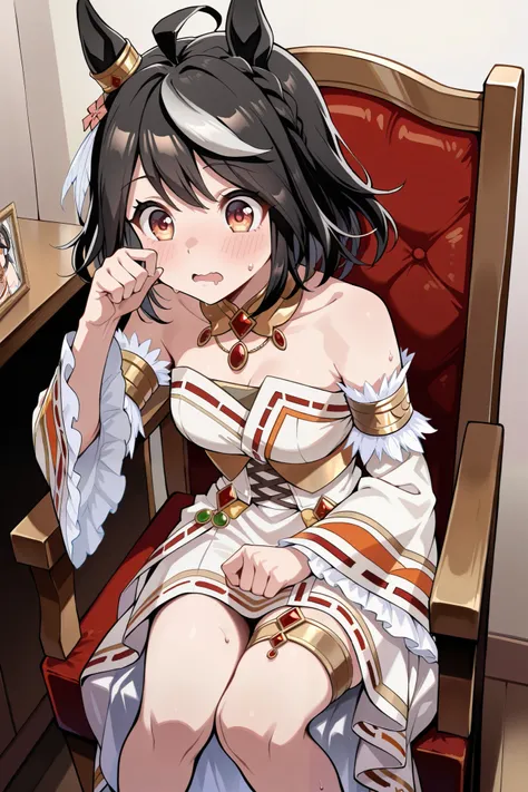( masterpiece, Ultra High Precision, 16k, RAW photo, complicated), (sharp concentration, Crisp details), (Wide range of colors, Vivid details), Noise reduction, 1 girl , (( Kitasan Black \( Uma Musume\)), (eyes that are half closed, Sleepy eyes:1.5), (emba...