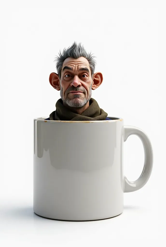 CREATE AN AUTARK: technical developer,  approximately 50 years old , in a mug on a white background