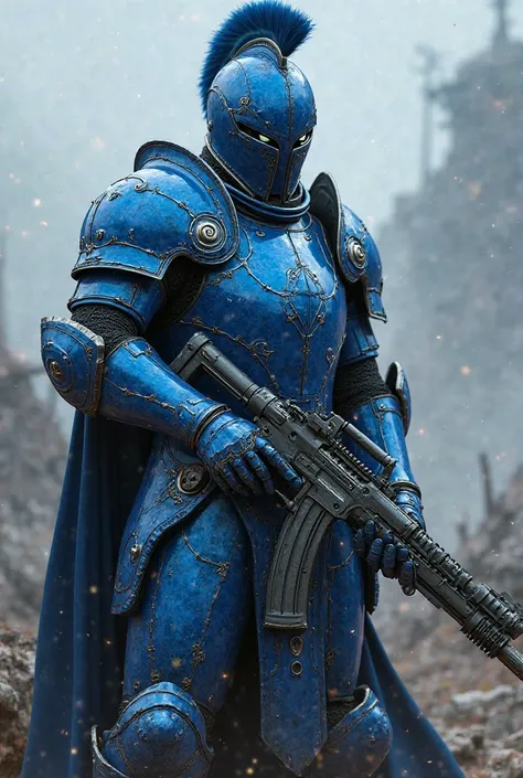 Blue Knight Mason with a gun 