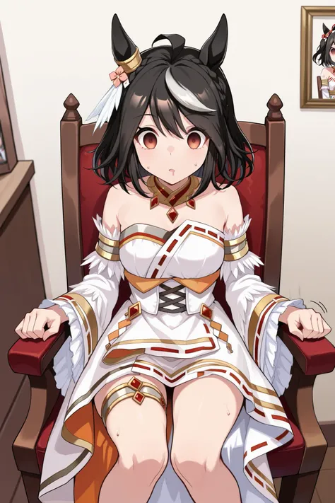 ( masterpiece, Ultra High Precision, 16k, RAW photo, complicated), (sharp concentration, Crisp details), (Wide range of colors, Vivid details), Noise reduction, 1 girl , (( Kitasan Black \( Uma Musume\)), (empty eyes), (Sleepy eyes:1.5), (I'm nodding, I'm ...