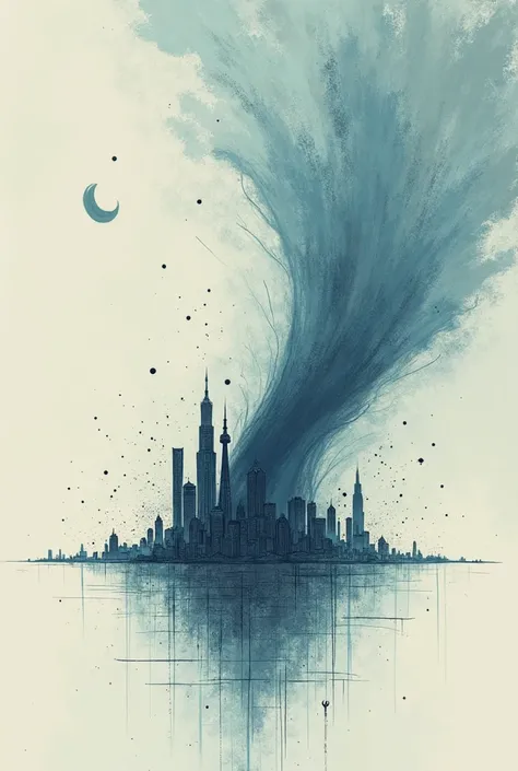 Visual image: City outline (Kitezh or Atlantis) at the bottom of the illustration, gradually disappearing in a stylized vortex, going up. The city outline lines should be thin and minimalistic.
The color scheme: Gradient from light to dark, symbolizing the...