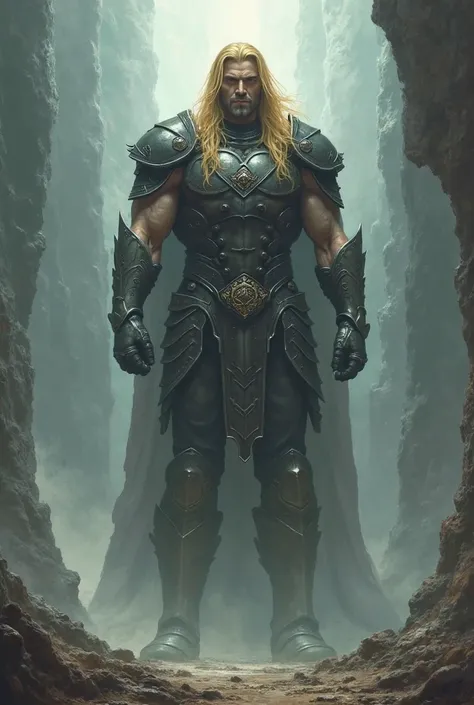 Create me An Tall human and Strong as hell he is like an invisible Make the hair yellow and long (Male), give him a Armor (He is a Warrior)