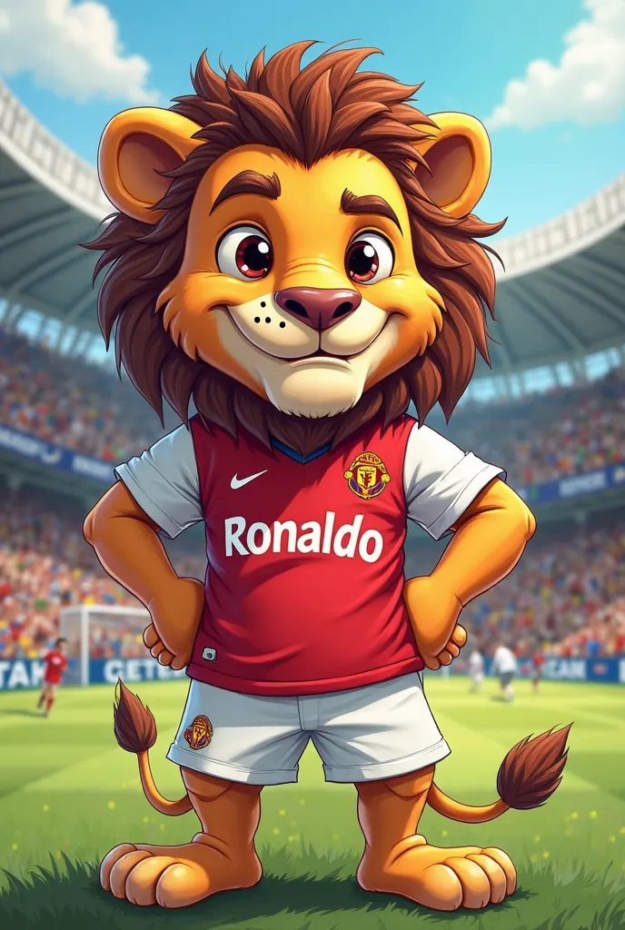 Lion wearing ronaldo jersey cartoon