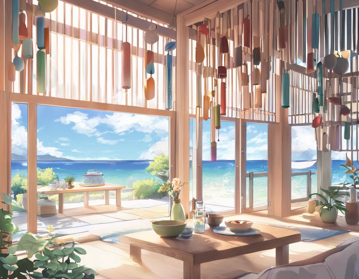 wind chimes、sea、Home、summer