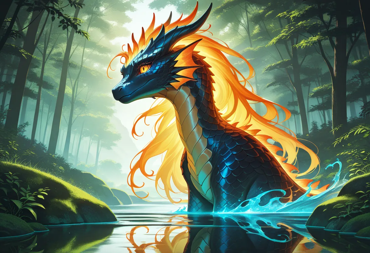 a detailed dragon eye reflection, a young girl in the reflection, detailed facial features, serene expression, long flowing hair, intricate fantasy dragon scales, ornate dragon eye, mystical aura, ethereal atmosphere, detailed fantasy landscape, glowing ma...