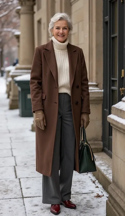 Effortless Winter Sophistication (Winter 2025 Trend for 65+ Women)

1. Outerwear:

Long, tailored wool coat in deep chocolate brown

Single-breasted with a straight cut for a sleek and timeless look


2. Base Layer:

Soft knit turtleneck sweater in warm iv...