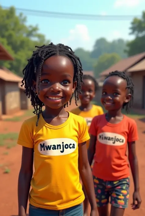 Village ren girls wearing tishrt written Mwanjoca 