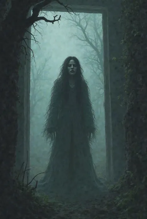 
2. The Roaring Spirit’s Cry

Prompt: "A ghostly, shadowy figure of a woman with long, disheveled hair, crying in the distance near a darkened village gateway. The air is thick with fog, and a pale, cold light illuminates her figure. Her face is twisted in...