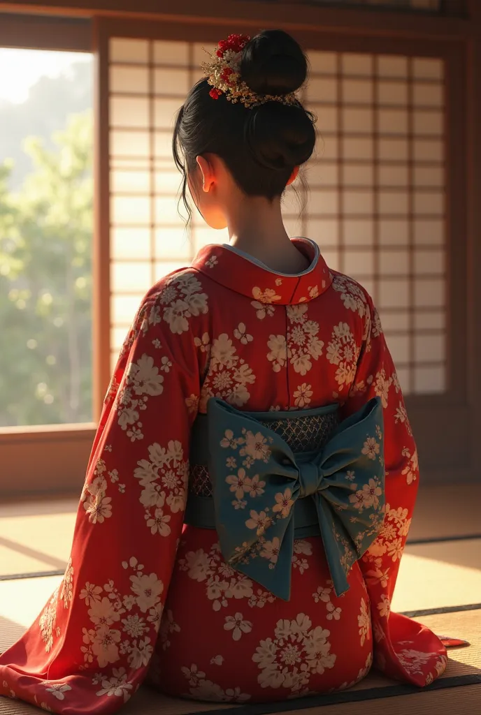 country、 kimono、 tatami room、 kimonoがはだけている、((beautiful back))、(best quality,4K,8k,Hi-Res,masterpiece:1.2),超Hi-Res,(realistic,photorealistic,photo-realistic:1.37),Hi-Res,超Hi-Res,STUDIO LIGHTING, Super Fine Paintings  ,sharp concentration,physically-based r...