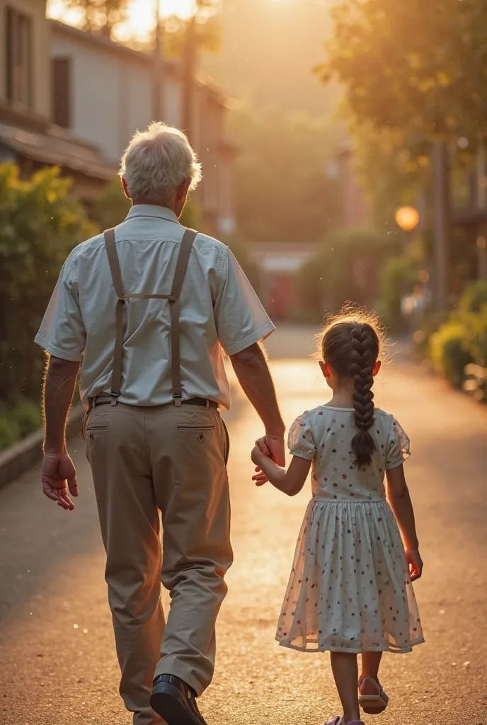 Uncle and niece braided walking hand in hand