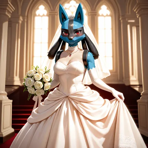 Lucario wedding dress smile big breasts 