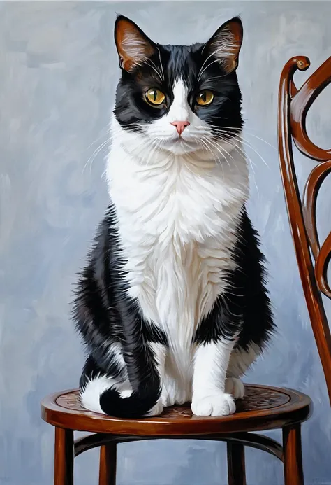  Cat Painting sitting on a chair looking at something,  Cat Painting,  cat portrait  painting, a  Cat Painting, Cat Oil Painting,  painted with acrylic paint,  cat portrait , in a  Cat Painting, Acrylic and Oil Paintings by Stella Schmollé,  cat portrait ,...