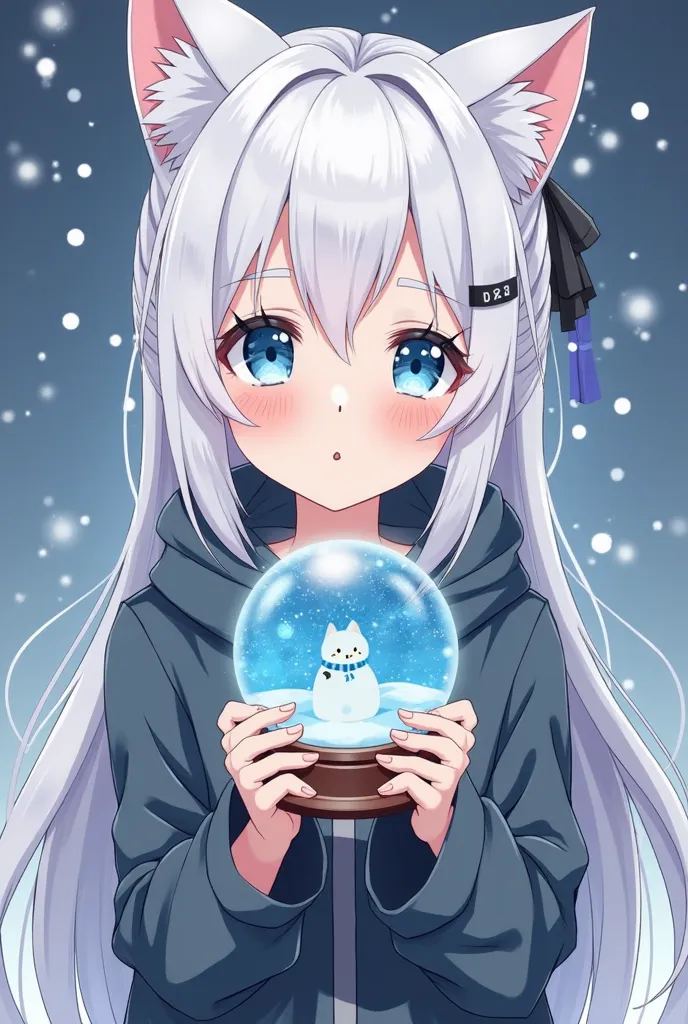 anime girl with white hair and blue eyes holding a snow globe, anime visual of a cute girl, cute anime girl, young anime girl, anime moe artstyle, kantai collection style, splash art anime loli, realistic young anime girl, beautiful anime girl, anime best ...