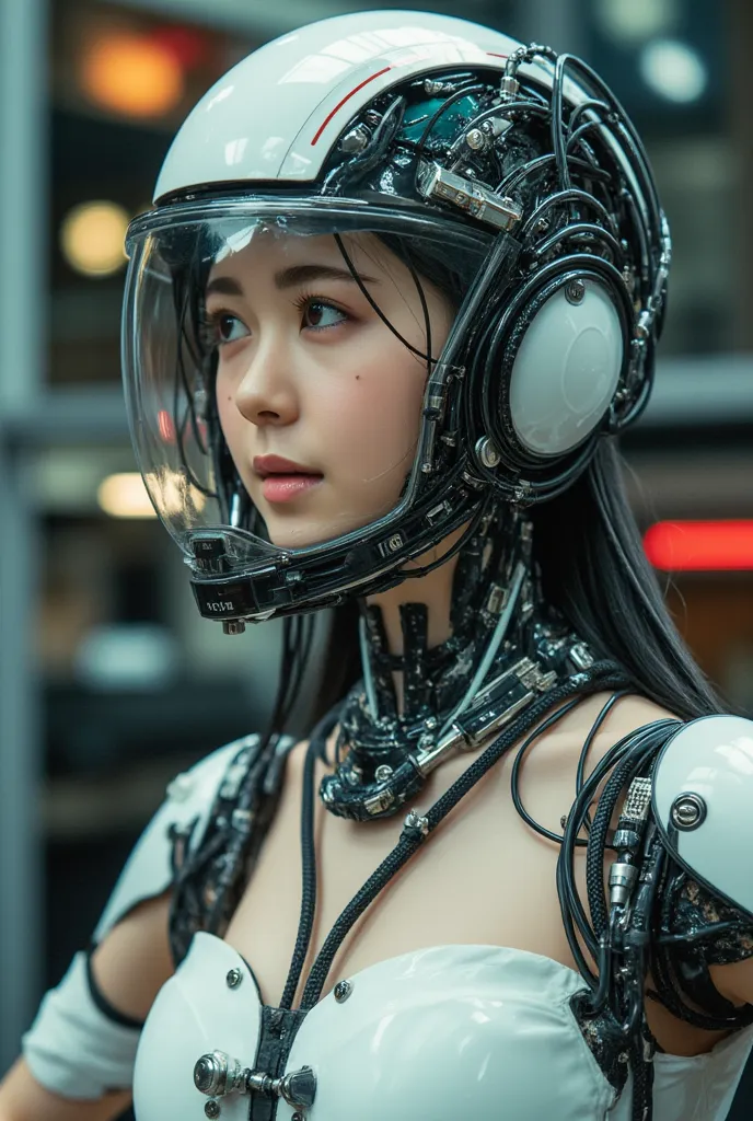 cyberpunk cyborg woman, electronic system on head humanoid, cyborg spider woman, with a visible detailed mechanical brain, with a visible detailed heart, muscles cable wires, biopunk, cybernetic, cyberpunk, huge marble-like Armard chest pads, cleavage, can...