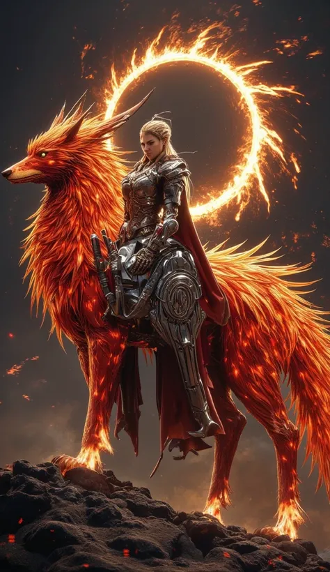 The Phoenix Wolf and the Dawnbringer Paladin**
- **Giant Animal**: The Phoenix Wolf, a wolf-like creature with fiery red and orange fur that constantly flickers like flames. It can regenerate from ashes and is a symbol of rebirth and renewal.
- **Warrior**...