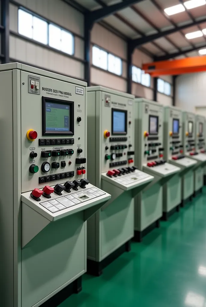 there are many machines that are sitting in a building, electrical case display, control panels, photo taken in 2018, mobile, proud looking, highly technical, technical, overload, production ready, advanced technology, electrical appendages, panels, button...