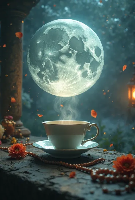 No Where is the name and the moon a tea cup not people’s and where is the ancient lamp and tasbih