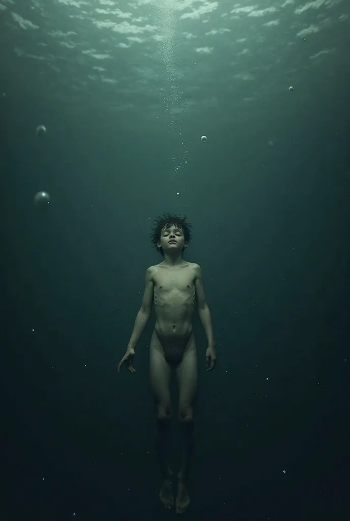 A shirtless boy dead underwater