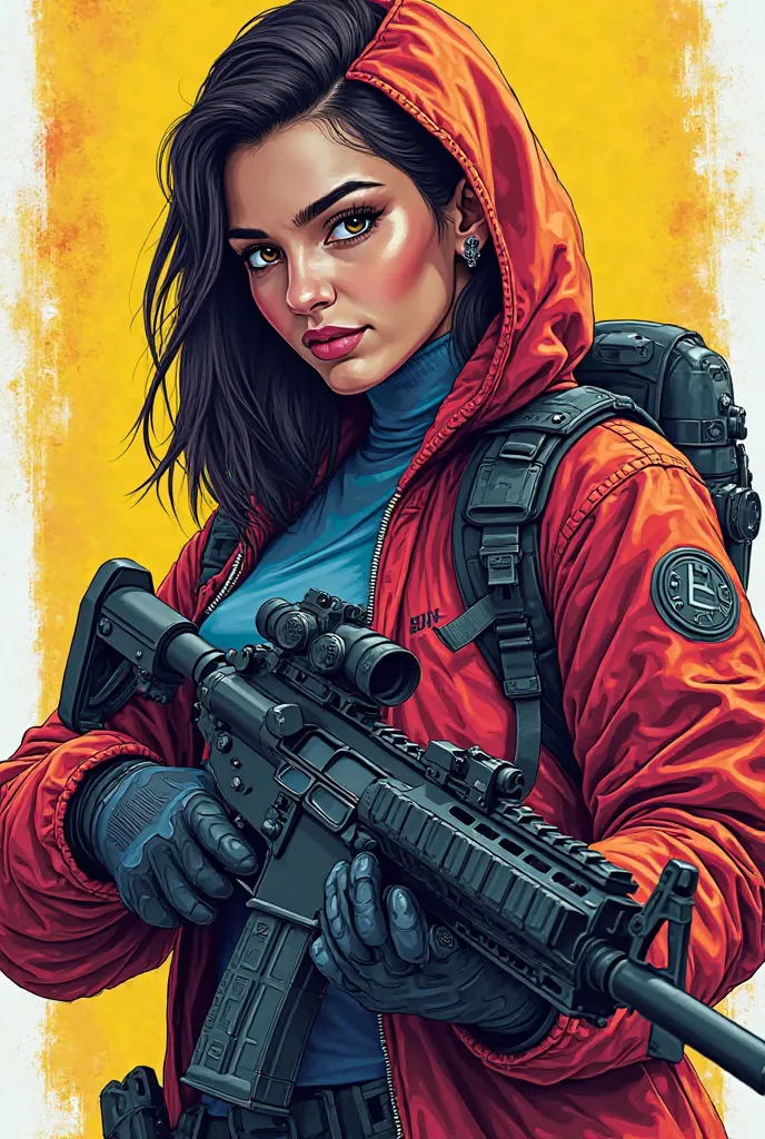 Create a character from Counter Strike 2 comic style with a bright color palette, and without background 