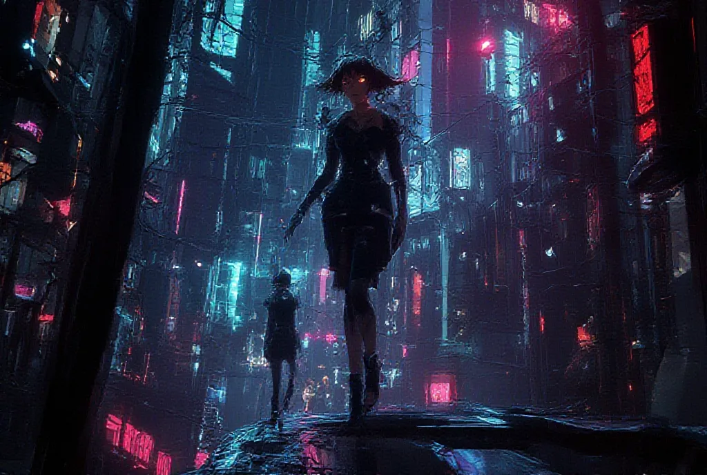 Digital, cyber punk,Strange, Dark , mysterious, 