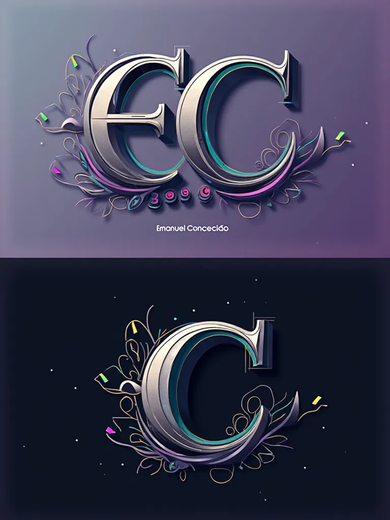 **"Create a modern and stylish vector logo featuring the initials E C, representing Emanuel Conceição. The initials should have a unique, artistic, and dynamic typography with elegant curves, geometric elements, or futuristic details for a strong visual im...