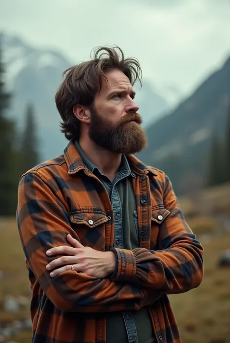 man with a pensive flannel