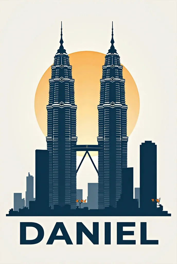 Creat a logo "Malaysia Twin Tower Background" with the name of "DANIEL"01137877821 WhatsApp