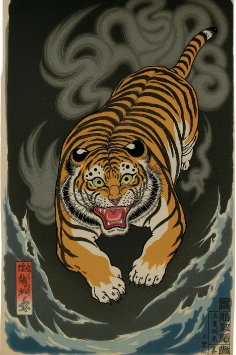 tiger,scary ukiyo-e