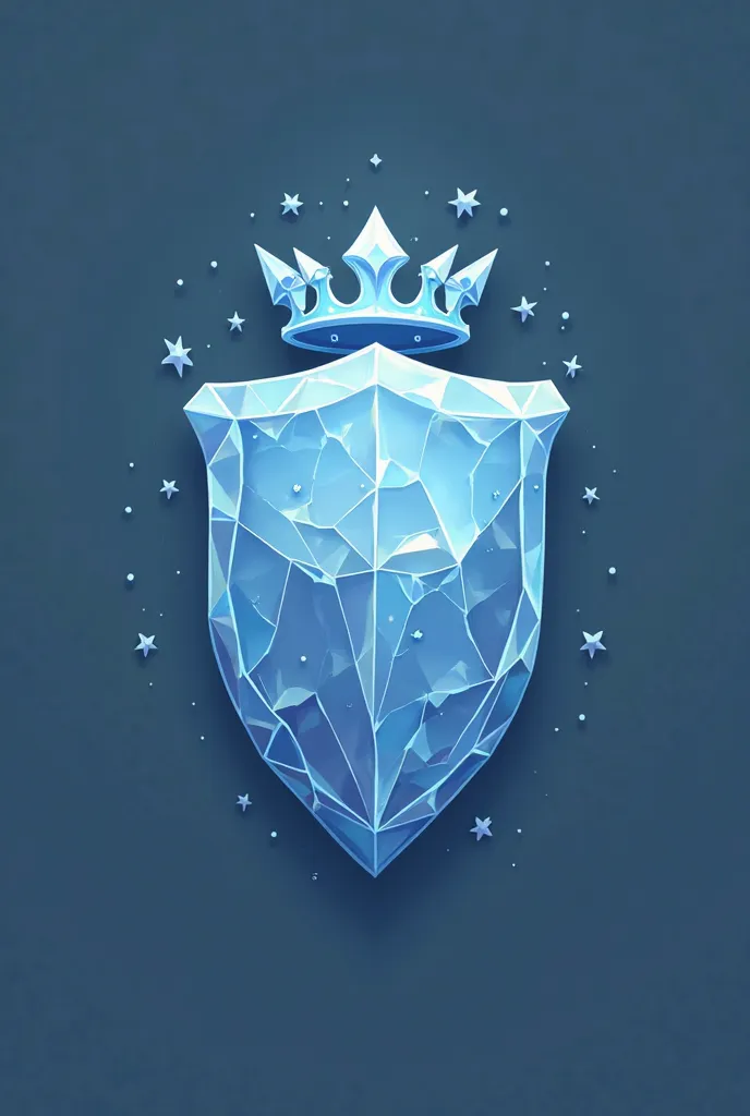 Create the minimalist vector logo of an ice shield in the shape of a coat of arms together with an ice king crown in vector above the shield and the name "Ice Empire" In Portuguese at the center and inside the shield, sem background