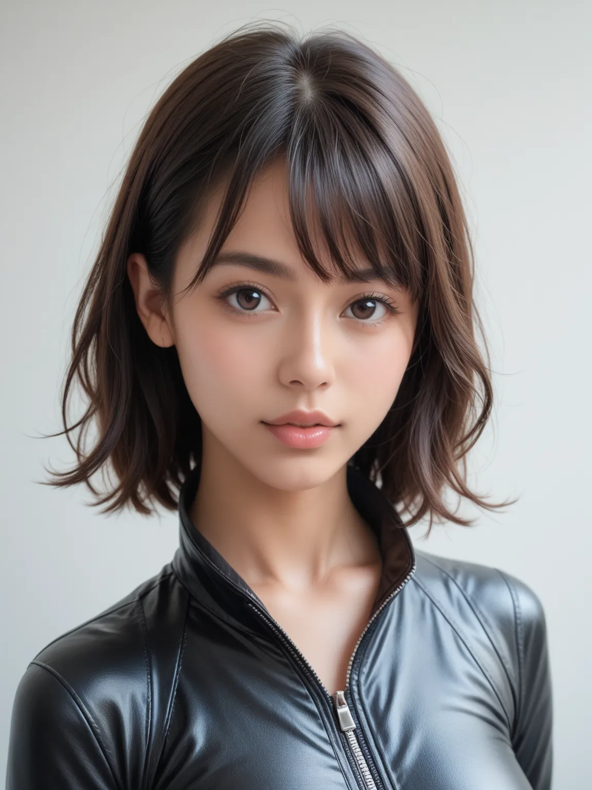 
best quality,(realistic,photorealistic),
 Indian girl,( like expression ), dark eyes,big eyes(1.9),Tight breasts like large spheres(1.99)、Extremely (1.7)、 version(1.99)、Big head and face (1.9),
bangs,  soft dark brown hair,
(flabby lips),plug opening(futu...