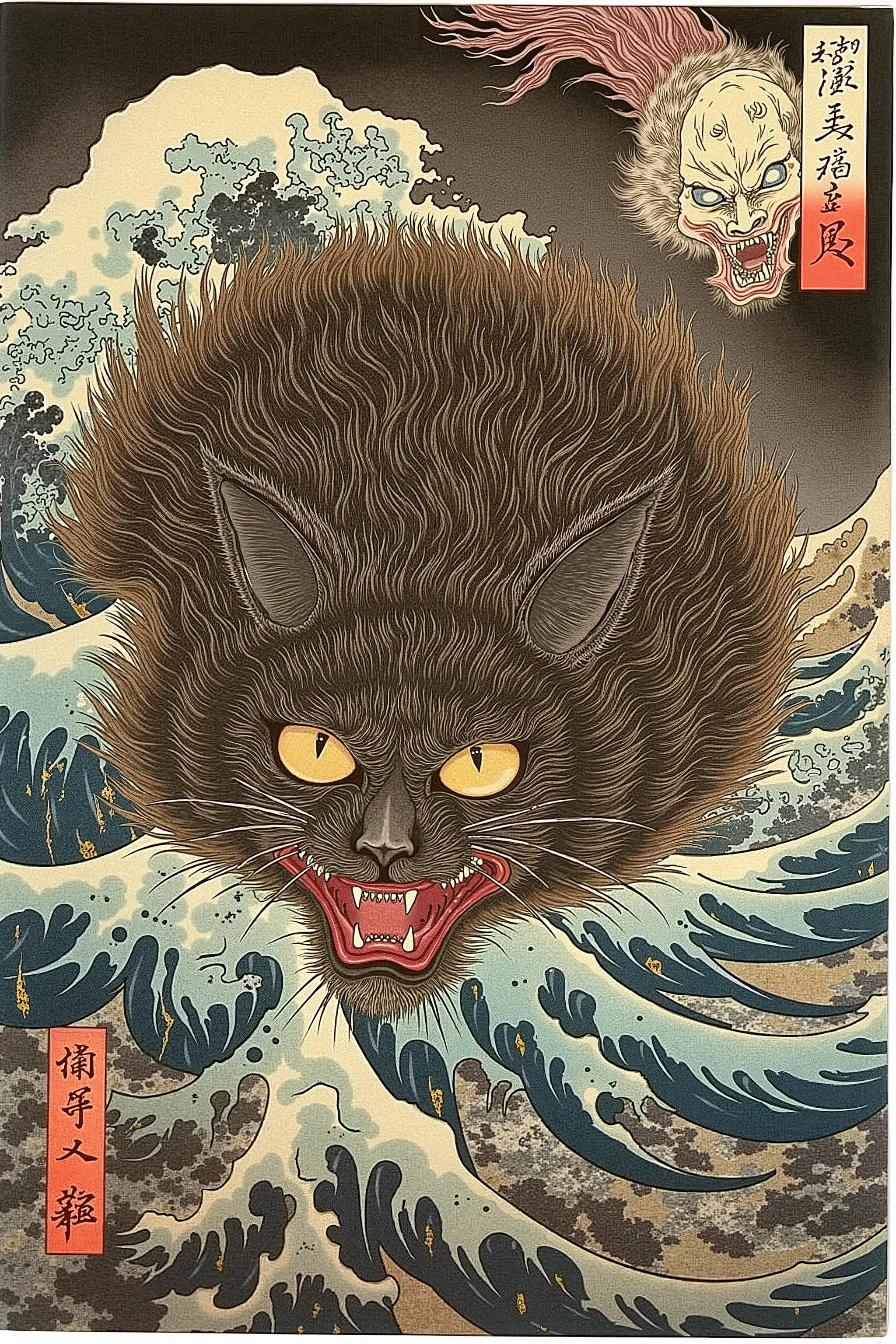 cat,scary ukiyo-e