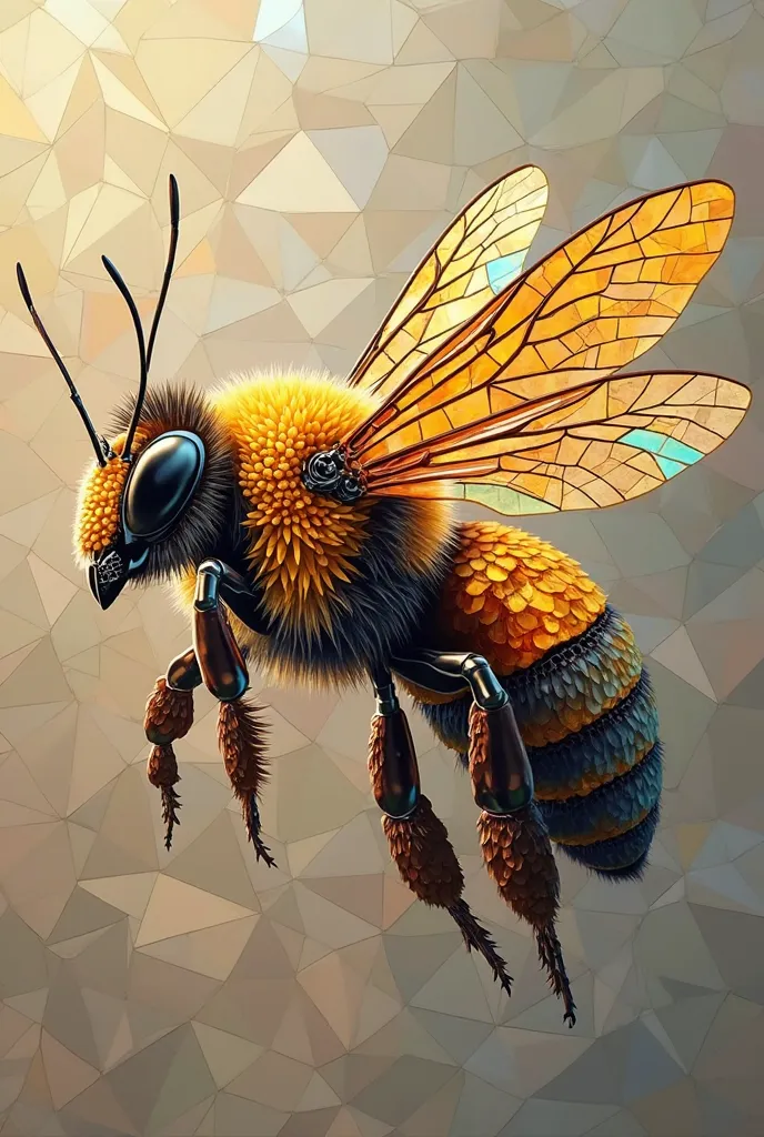 stylize a bee using the mosaic technique