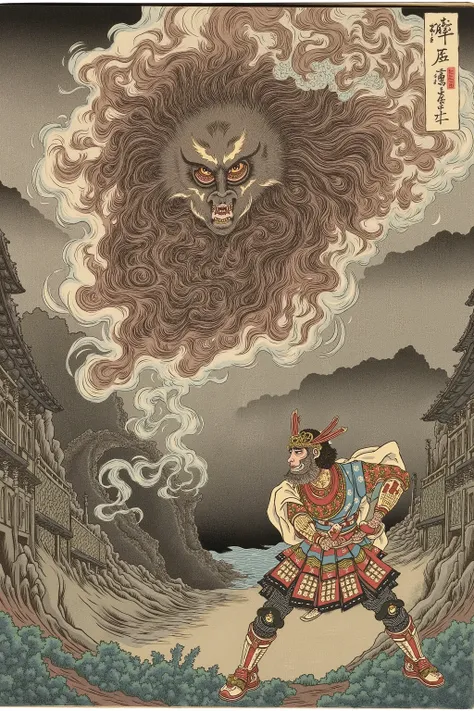 samurai vs yokai,scary ukiyo-e