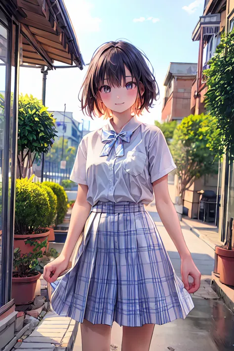 body is 8 times the length of my head, ( high resolution CG Unity 8K ), ( best quality)，( very well detailed)，(  super high definition),    black hair,   poses facing back during shooting ,  animated 2d rendering,    Realistic Young Anime High School Girl ...