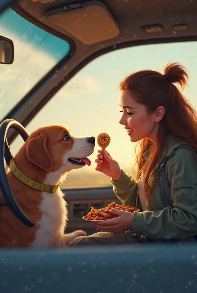 The driver loves the dog and gives it food.  
 - The video ends with a message:  
   *"Don't overlook the help of animals. They can be our true heroes."*  
