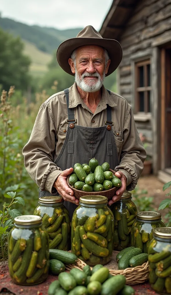 Make me a picture of a Poland showing his pickled cucumbers