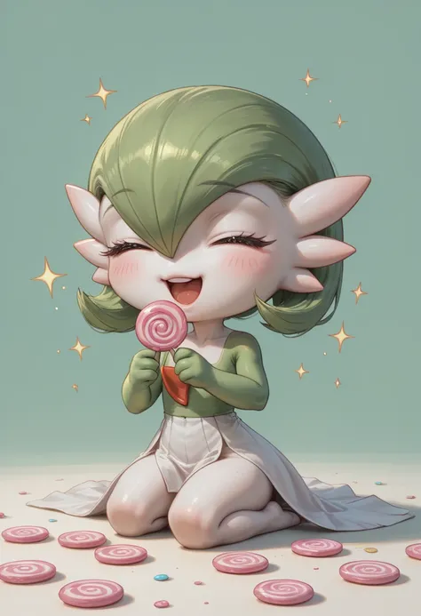 Disney pony, sketch, 
masterpiece, best quality, absurdres, amazing quality, detailed face, detailed skin, detailed eyes, high resolution, official style,  
1girl, ((chibi:1.1)), ((anime chibi style:1.1)), gardevoir \(pokemon\), 
solo, sitting on floor, fu...