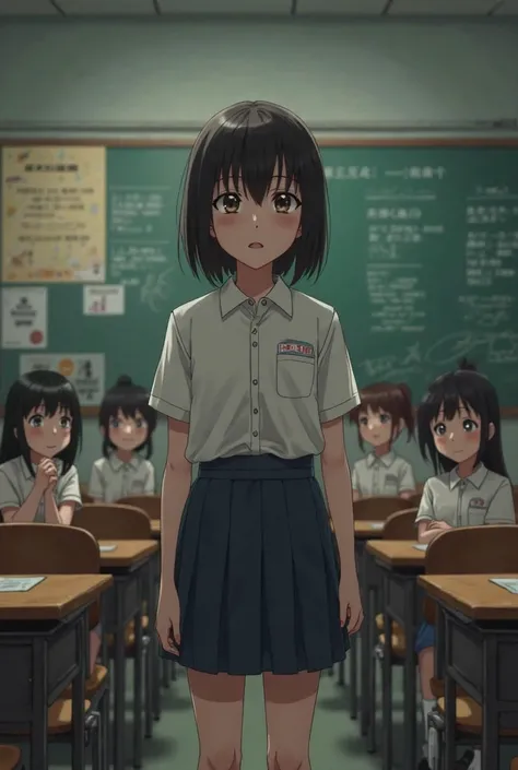 An innocent girl student had been punished to stand in front of the class