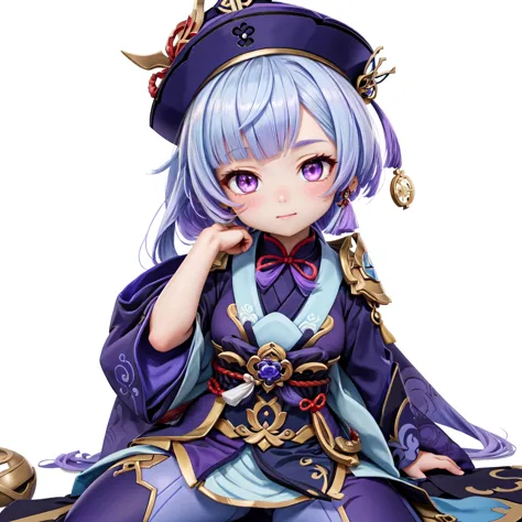 A girl in a purple dress and a purple hat is sitting on the ground,  Onmyoji portrait ,  Ayaka from Genshin Impact ,  oriental character ,  Chartier in Overlord , Genshin Impactのキャリング, Alchemist girl, Genshin Impact&#39;s Zhongli, , Chartier Bloodfowlin, F...