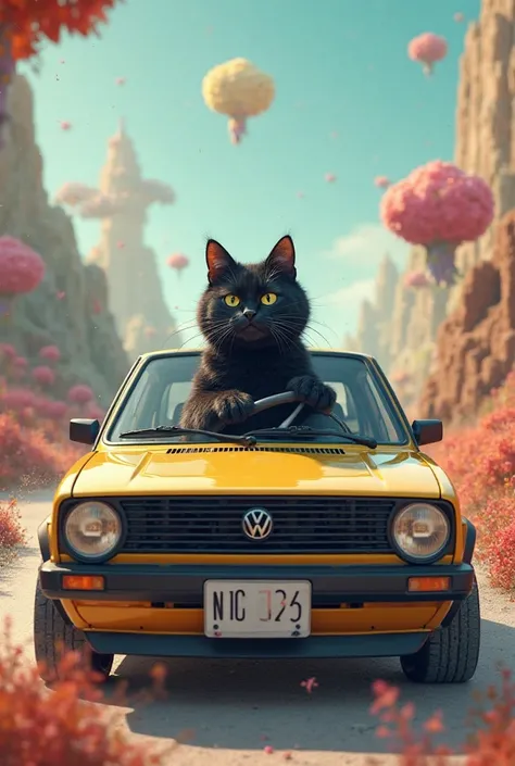 A golf 4 driven by a black cat