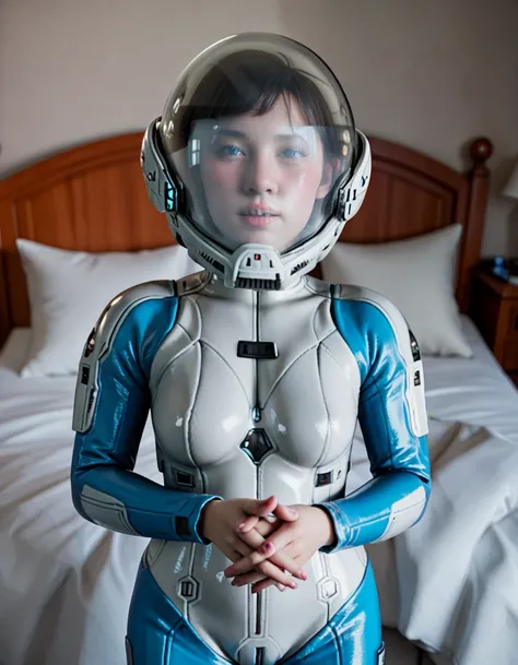 (spacesuit:1.15), , eva helm, eva helm,, space helmet sweat, blushing, , looking at the audience,, indoors,masterpiece, best quality, 1girl, solo, {{{FROM above:1.7}}}, waeiza, , , short hair, ,(messy hair :1.2)spa\ce helmet, space helmet, lush, , looking ...