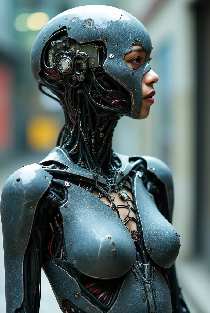 cyberpunk cyborg woman, electronic system on head humanoid, cyborg spider woman, with a visible detailed mechanical brain, with a visible detailed heart, muscles cable wires, biopunk, cybernetic, cyberpunk, huge marble-like Armard chest pads, cleavage, can...