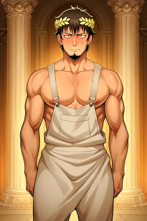 Julius Caesar in anime style. A man wearing Roman clothes and with an authoritative face.