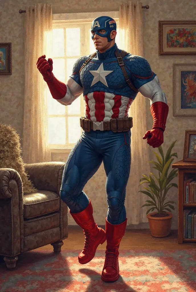 Captain America is dancing at home 