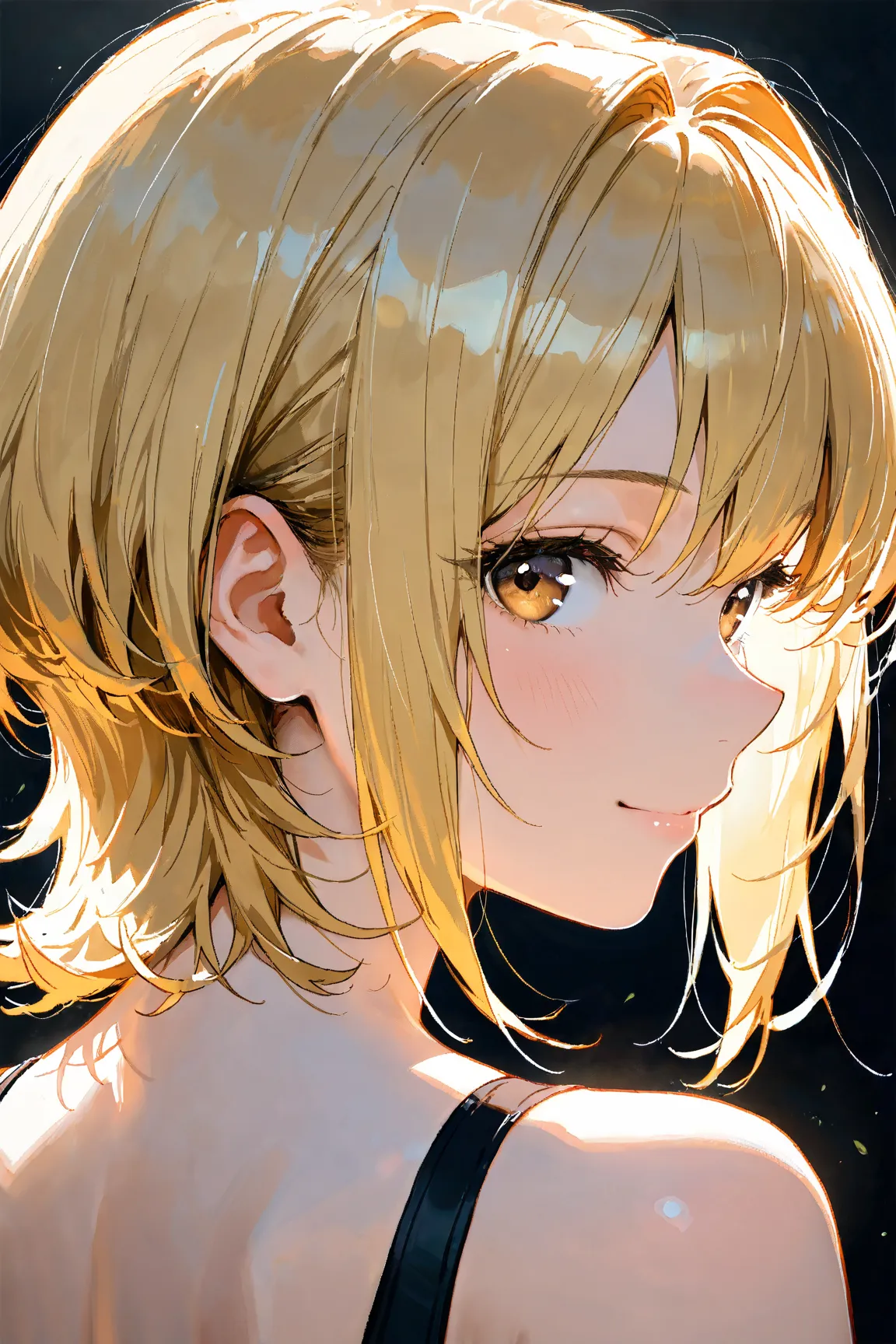 blonde hair,　wolf cut hair,　short hair,　layered hair,　voluminous top,　slightly longer nape,　textured ends,　

masterpiece, best quality, ultra detailed,  highres icon, 4K, 8k, extremely detailed CG, accurate,  Ultra High Definition, 

upper body,　focus on f...