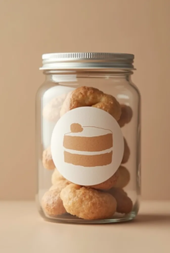 Make a cake logo on the jar with neutral tones