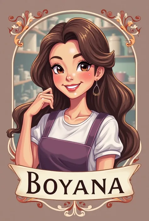 Make me a logo for a bakery that make cakes. The owner name is Boyana. The colours should be purple and brown. 